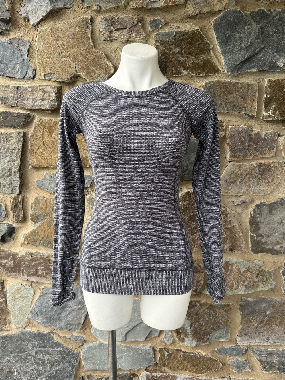 Lululemon Athletica Race Your Pace Long Sleeve in Black Coco Pique Print Size 2